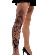 Колготки +size с принтом в виде волка (Размер: XL-XXL-XXXL) (Цвет: бежевый)