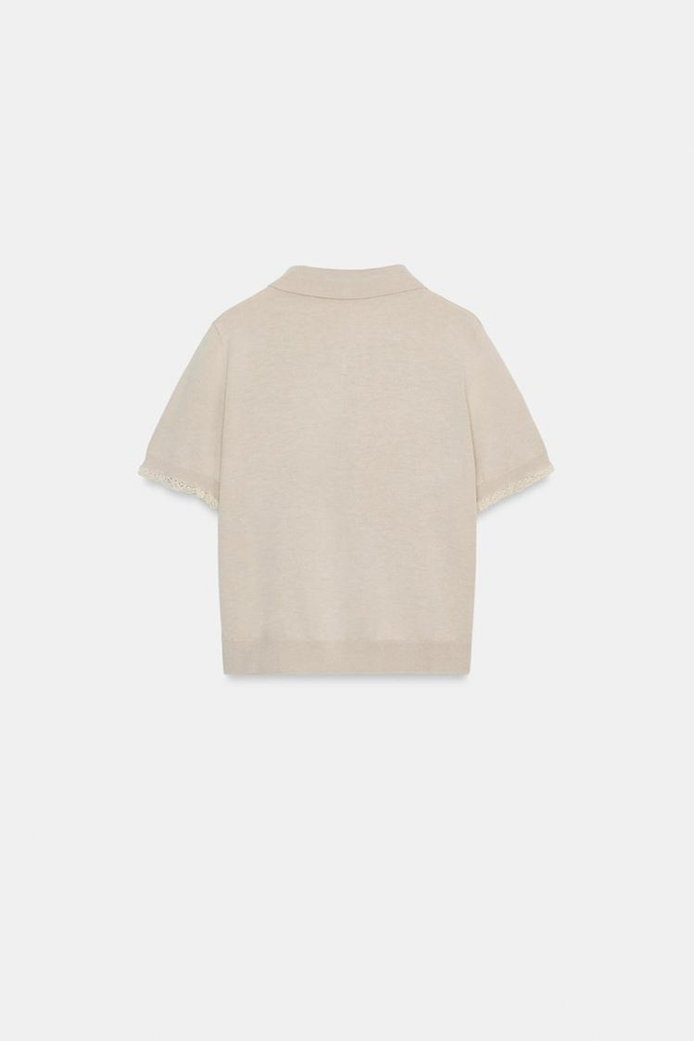 ZARA КАРДИГАН С КОРОТКИМИ РУКАВАМИ И КРУЖЕВОМ, СЕРО-ДЫМЧАТЫЙ