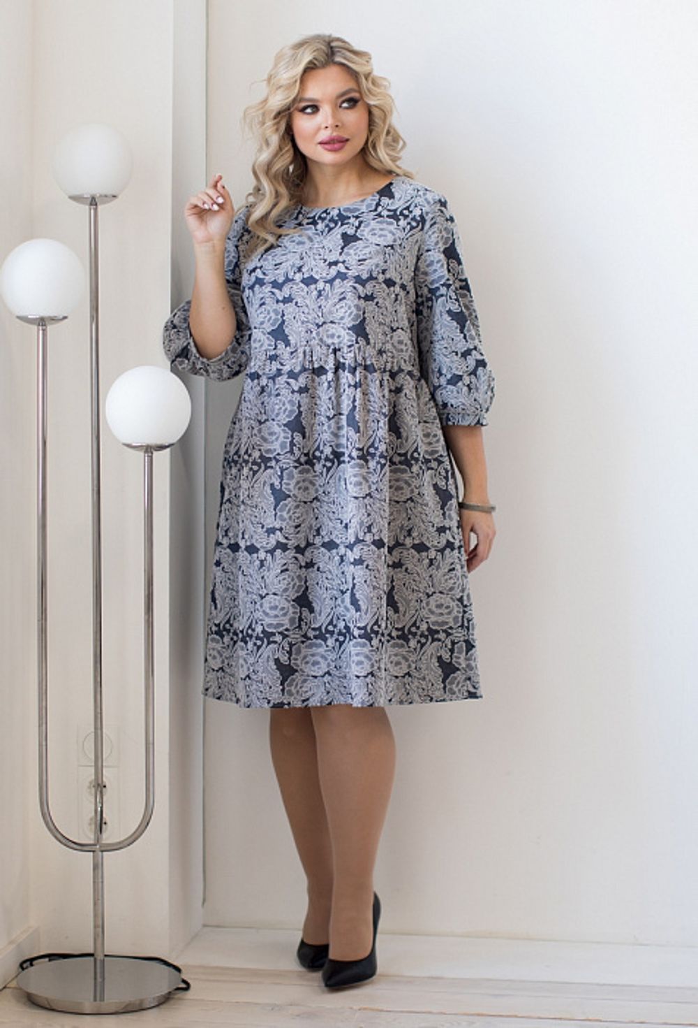 Платье 1297 цветы на джинсовом Novita (Акция)