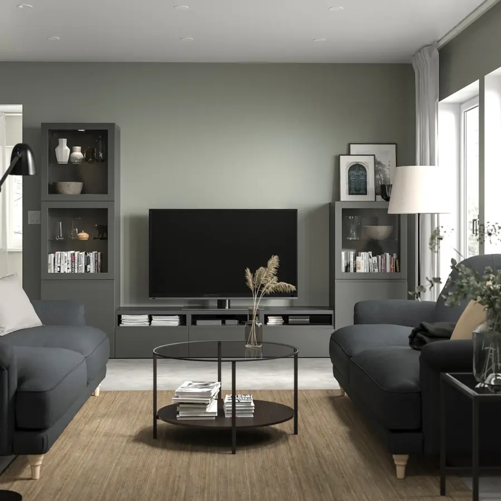 Комбинация для хранения ТВ - IKEA BESTÅ/BESTA, 193x43x300см, темно-серый, БЕСТО ИКЕА
