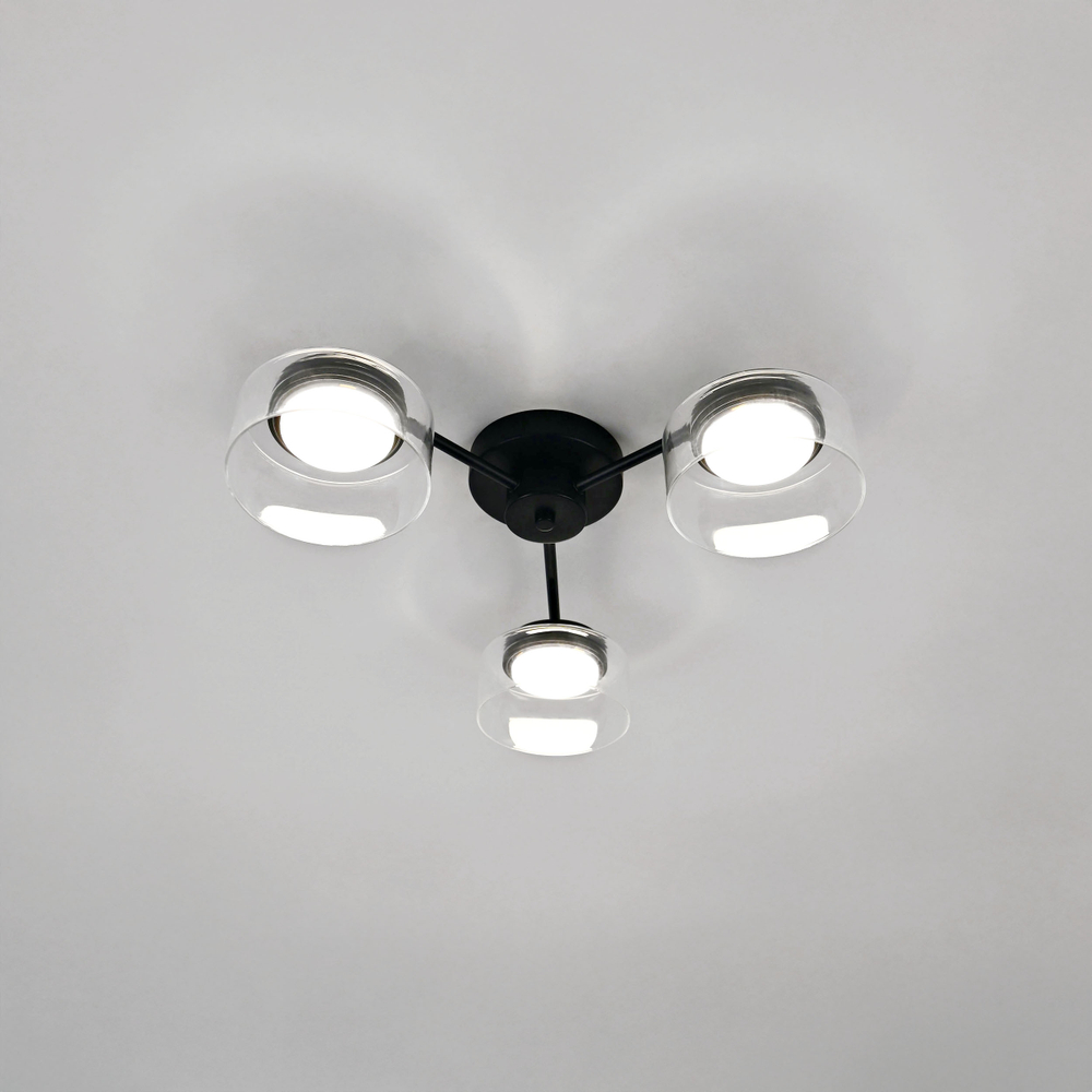 740137 Люстра FICO II 3х12W GX53 ЧЕРНЫЙ/ПРОЗРАЧНЫЙ