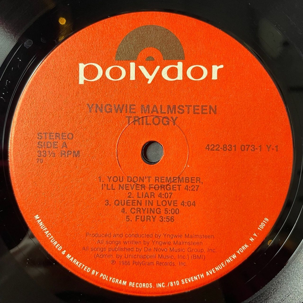 Винтажная виниловая пластинка LP Yngwie J. Malmsteen Trilogy (USA 1986)