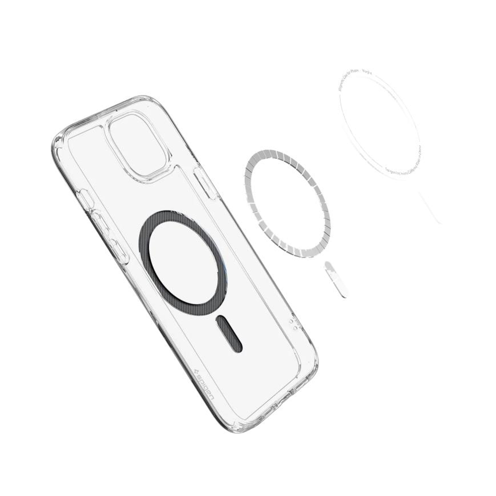 Прозрачный чехол с поддержкой MagSafe Spigen Ultra Hybrid (Mag Fit) для iPhone 15 Тонкий гибридный поликарбонатный чехол с повышенным уровнем защиты при падении