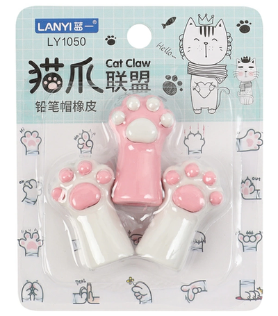 Набор ластиков 3шт. "Лапки" блист. (Darvish)