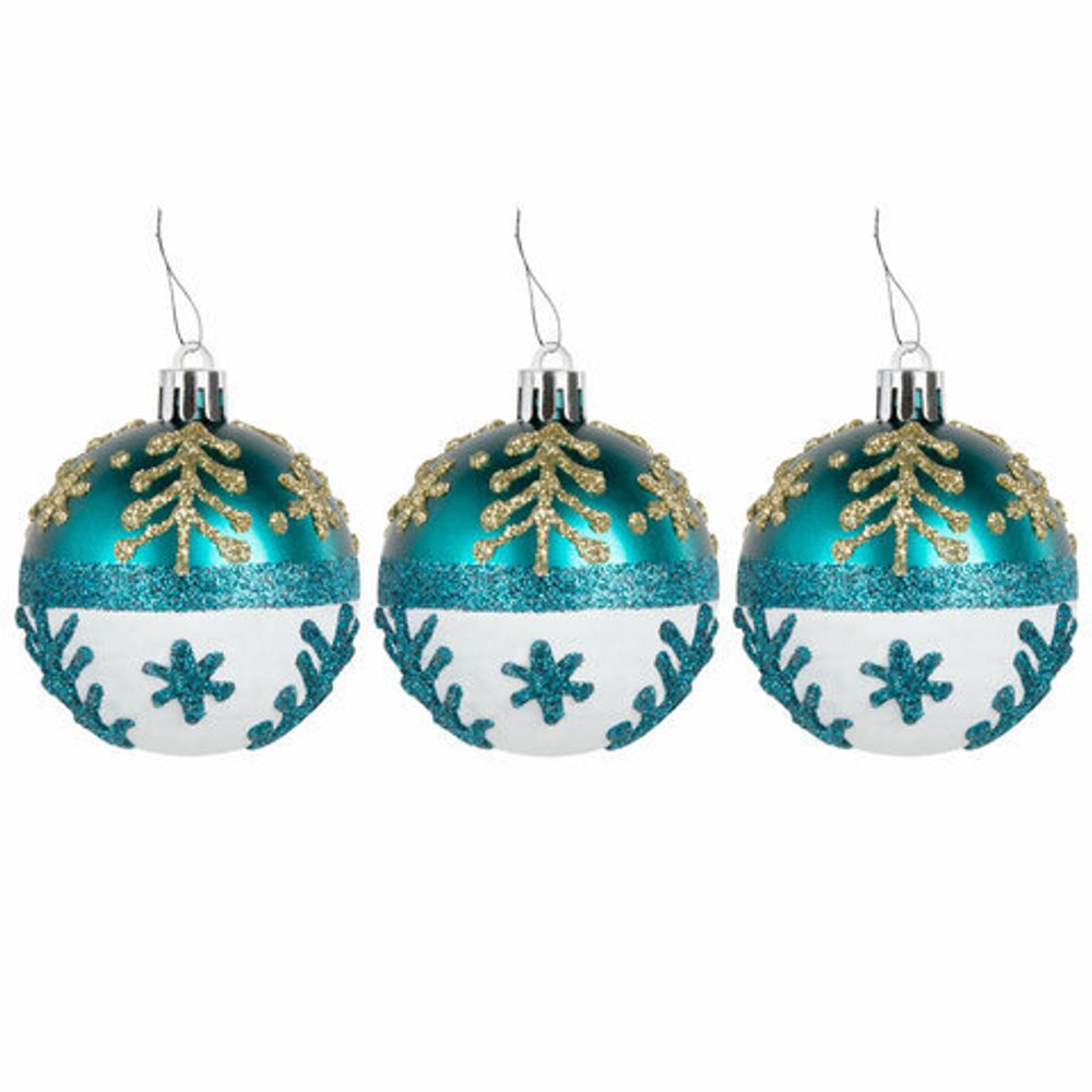 Шары ёлочные 12 шт., 6 см, "Frost Forest", пластик, бирюзовый/золото, ЗОЛОТАЯ СКАЗКА, 592176