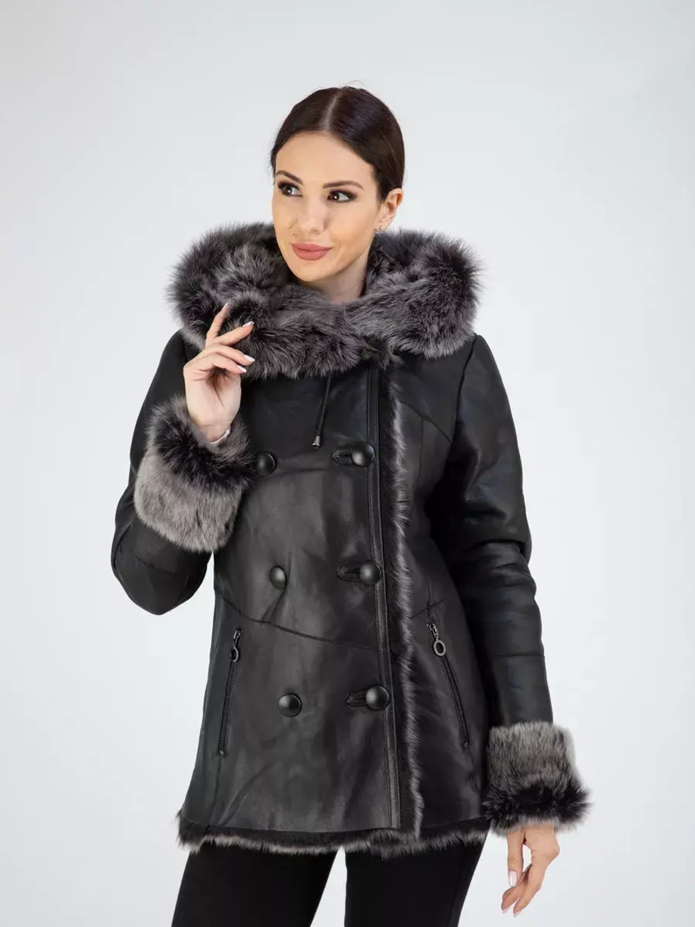 Дубленка натуральная зимняя с капюшоном Турция