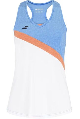 Женский топ теннисный Babolat Play Tank Top Woman - white/blithe blue hthr