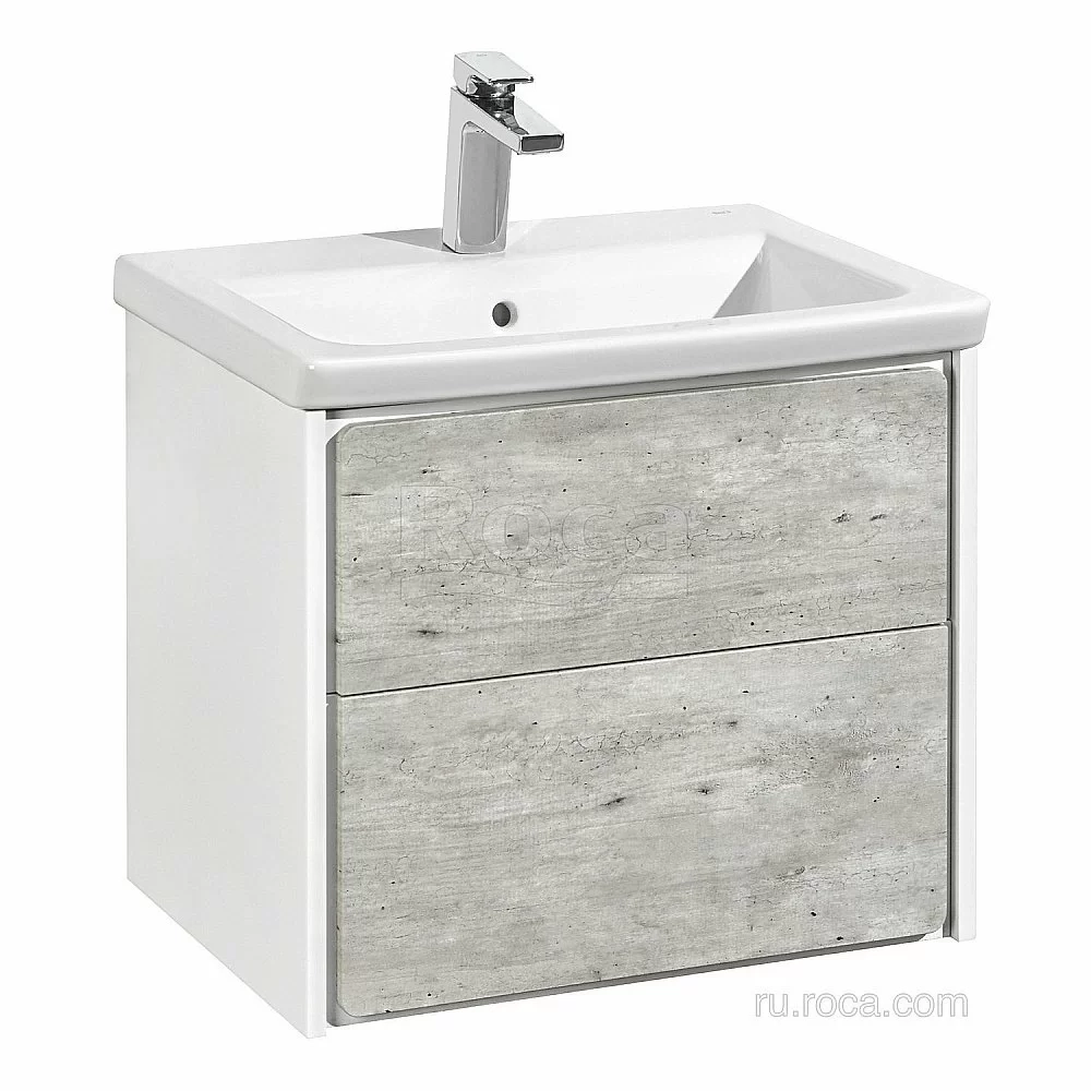 Тумба с раковиной Roca Ronda ZRU9303002 60 белый матовый/бетон