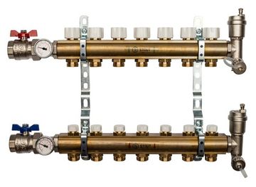 Коллектор Stout 1"x3/4" 7 контуров для радиаторного отопления из латуни SMB-0468-000007