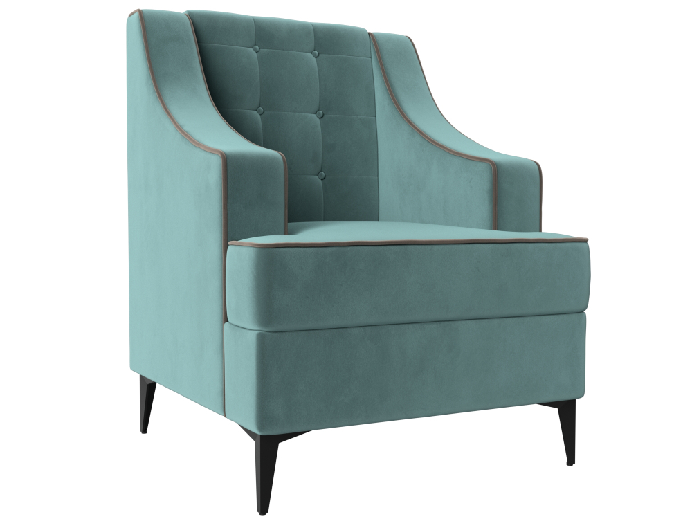 Кресло Марк, Бирюзовый\Коричневый, Велюр, 111866