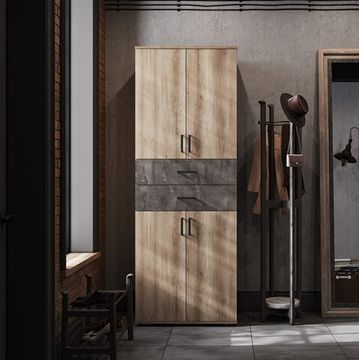 НЕЛЬСОН ШК 05 ШкафФасад ЖЕЛЕЗНЫЙ КАМЕНЬ/Корпус ДУБ КАНЬОН