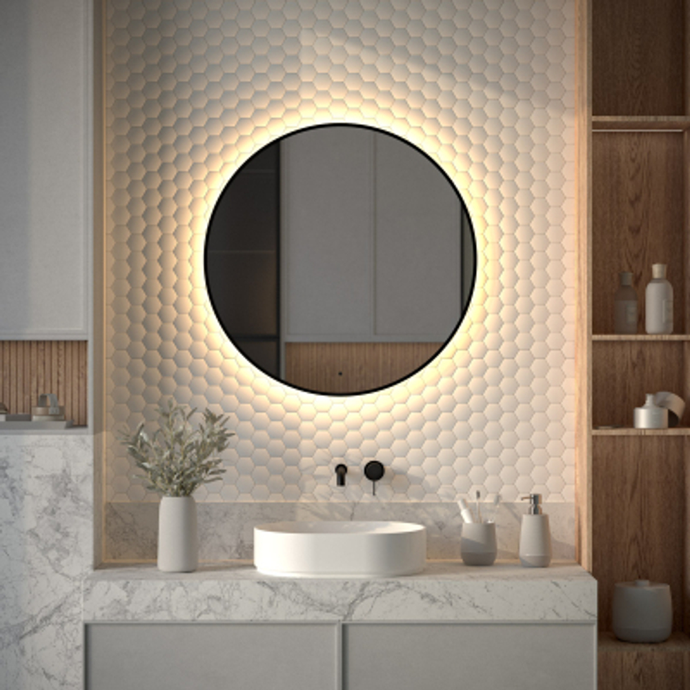 Зеркало Defesto LED 25W теплый свет AURA D 80 см
