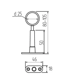 Штангодержатель на ножке d-25 мм регулируемый сквозной, 2 штуки, хром