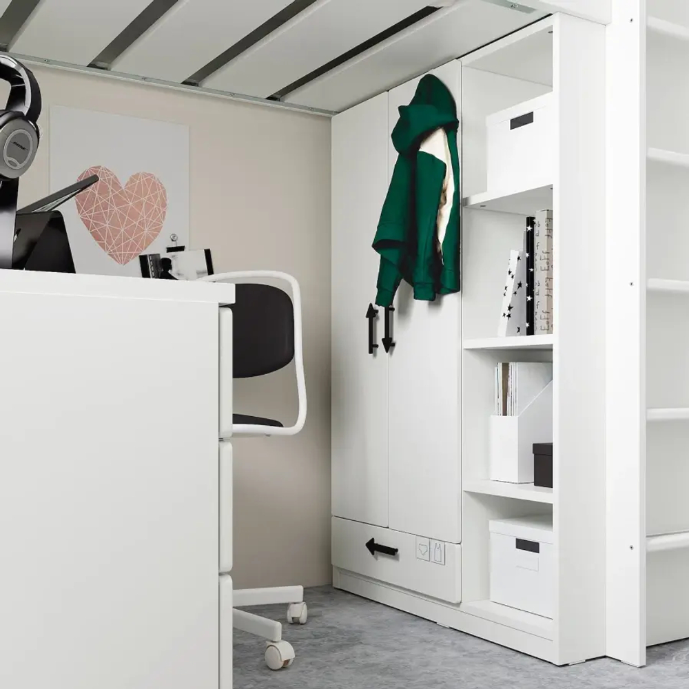 Кровать-чердак - SMÅSTAD / SMÅSTAD IKEA/СМОСТАД ИКЕА,  182х104 см,  белый