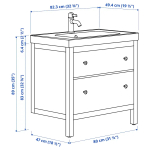 Тумба для ванной - HEMNES / ORRSJÖN /ORRSJОN  IKEA/ ХЕМНЕС/ОРРСЬЕН ИКЕА, 82х49х89 см, белый