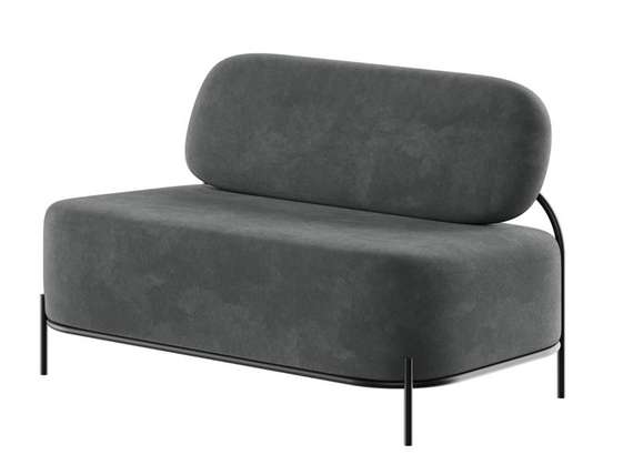 Джайв Диван двухместный JVE-2 Velutto 75/Металл Черный 1250*720*770