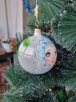 Шар стеклянный "снегурочка" ручная роспись