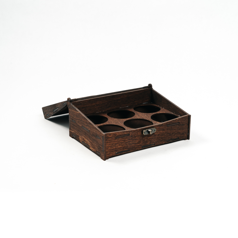 Подарочный деревянный короб для рюмок (стопок). PK41