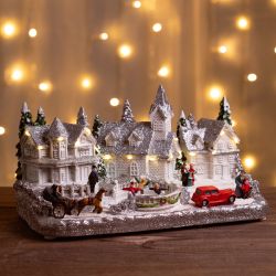 Светодиодная новогодняя фигура ЭРА EFIS-S08 композиция Снежная деревня теплый белый свет 3АА 31*16*16 см | Фигуры