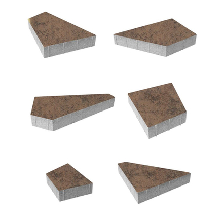 Тротуарная плитка ОРИГАМИ - Листопад гладкий Шелковица, комплект из 6 видов плит