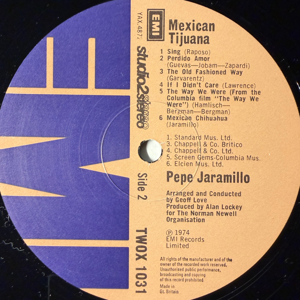 Pepe Jaramillo ‎– Mexican Tijuana (Англия 1974г.) Promo