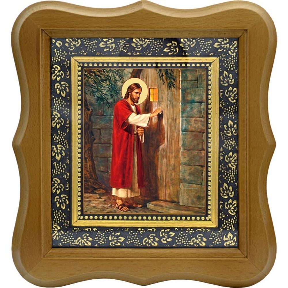 Иисус Христос стучится в дверь. Икона на холсте.