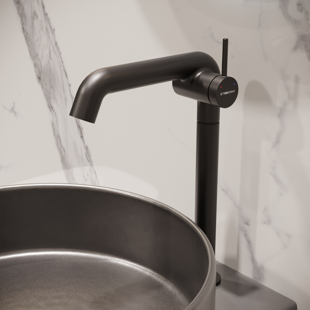 Смеситель для раковины STWORKI Лунд S25025BK матовый черный