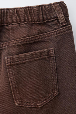 ZARA ДЖИНСЫ WIDE LEG С ПЕРЕКРЕСТНОЙ ЗАСТЕЖКОЙ, КОРИЧНЕВЫЙ