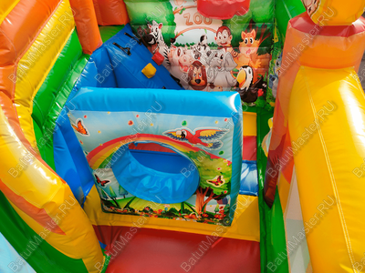 Детский надувной батут "Попугайчики", размер 3,5*3*2,7 м