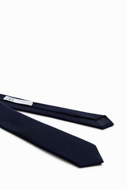 ZARA УЗКИЙ ГАЛСТУК ИЗ 100% ШЕЛКА, МОРСКОЙ СИНИЙ