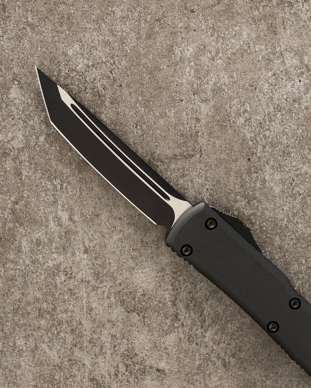 Автоматический складной нож SteelBro Ultratech T/E Black Tanto VG-10 Cryo 123-1 (черный-черный) фронталка/выкидуха