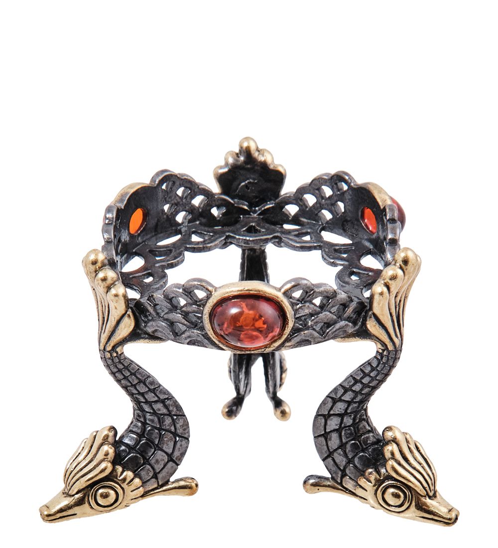 Народные промыслы AM-3996 Подсвечник «Рыбы» (латунь, янтарь)