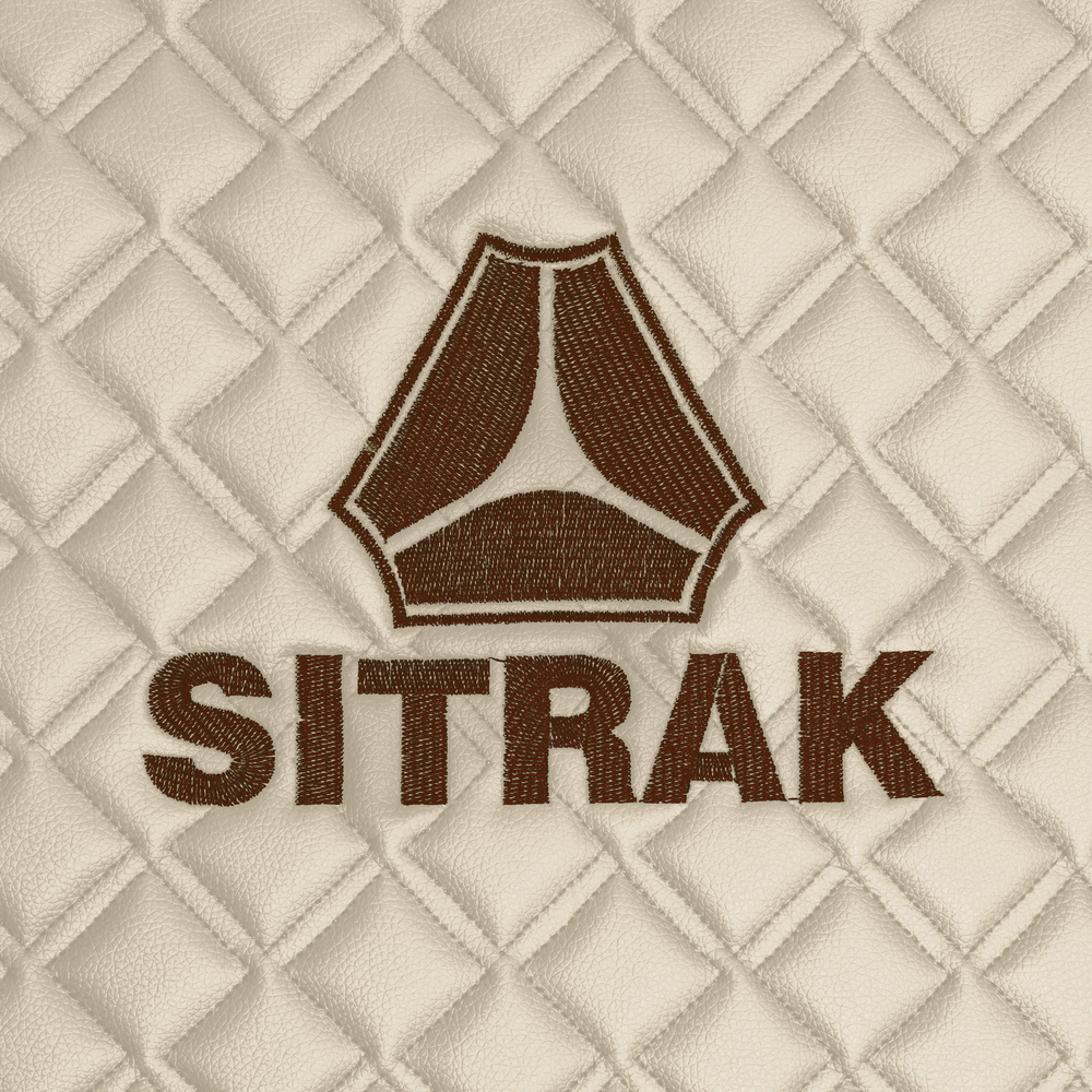 Ковры Sitrak C7H (экокожа, бежевый, бежевый кант, коричневая вышивка)