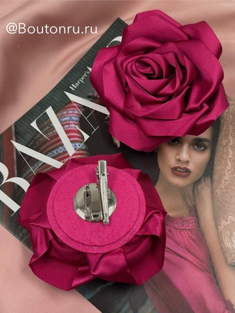 Брошь-заколка цветок "Роза" бургунди