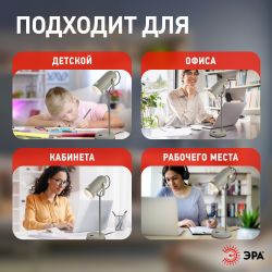 Настольный светильник ЭРА N-117-Е27-40W-GY серый