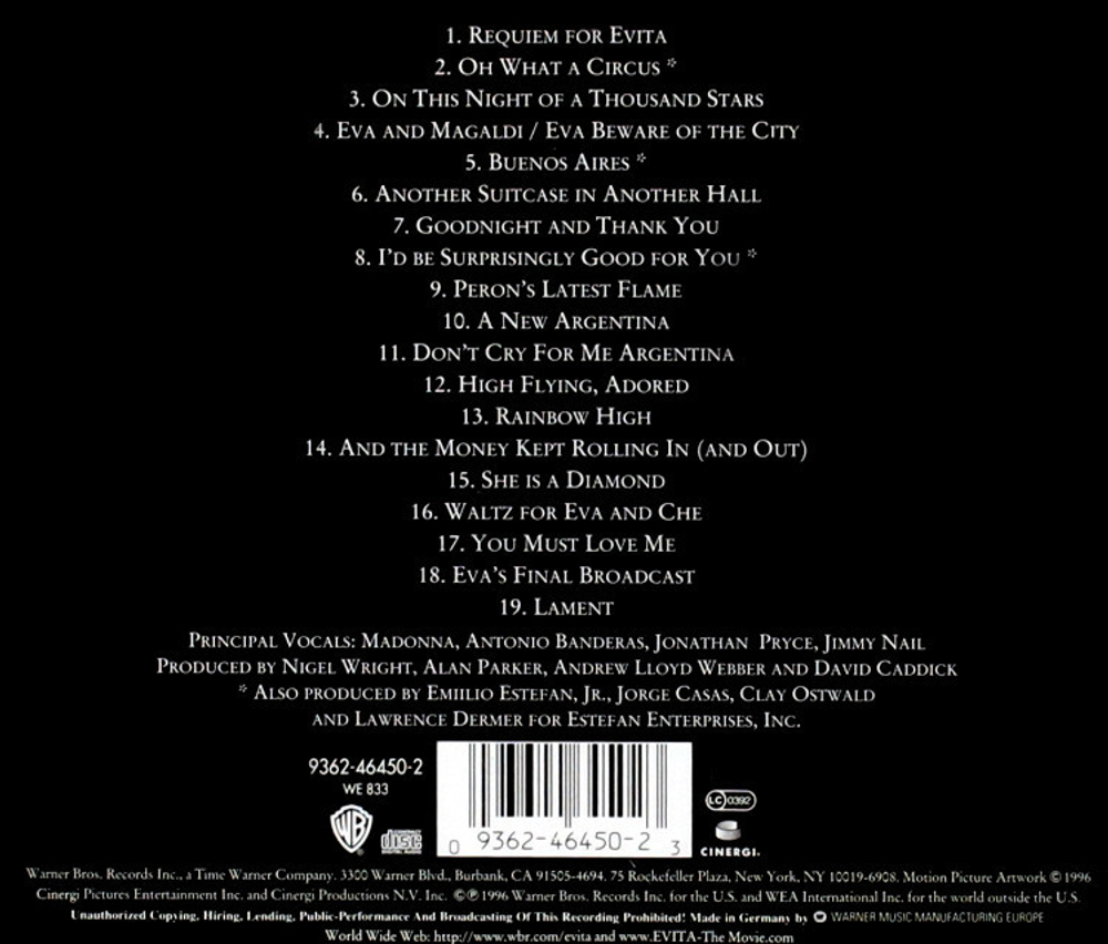 Soundtrack / Andrew Lloyd Webber And Tim Rice: Evita (CD)