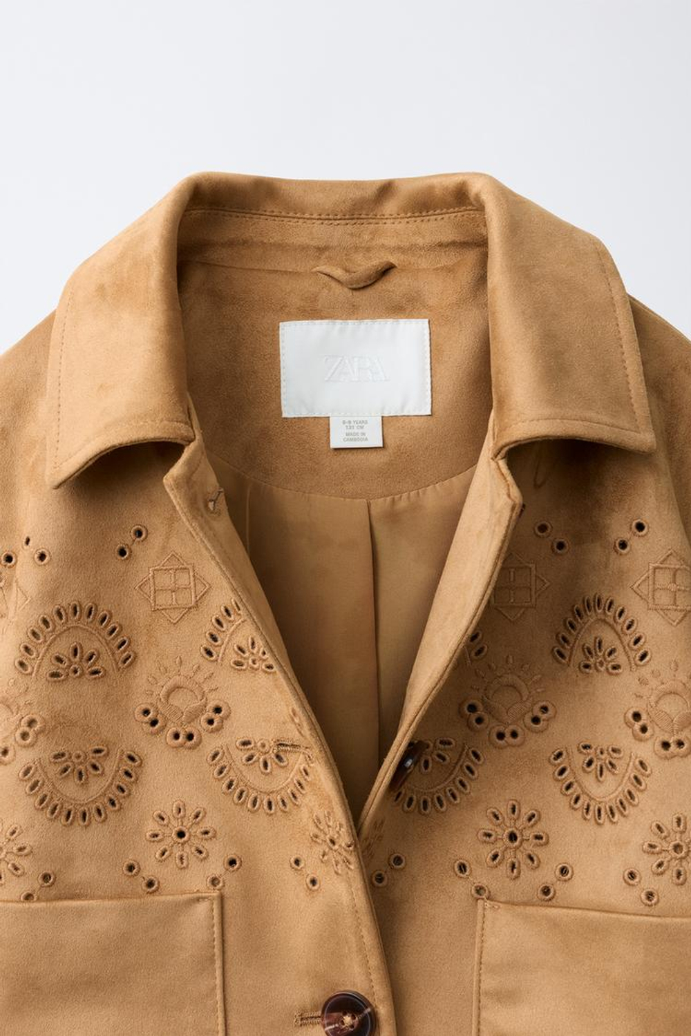 ZARA КУРТКА ИЗ ИСКУССТВЕННОЙ ЗАМШИ С ВЫШИВКОЙ, РЫЖЕВАТО-КОРИЧНЕВЫЙ