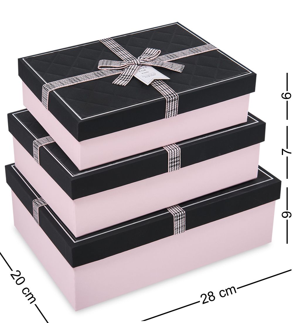 WF-171-B Набор коробок из 3 шт, черный/розовый
