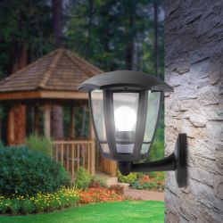 Садово-парковый светильник ЭРА «Дели 1» НБУ 07-40-003 черный 6-гранный настенный IP44 Е27 max60Вт | Садово-парковые светильники