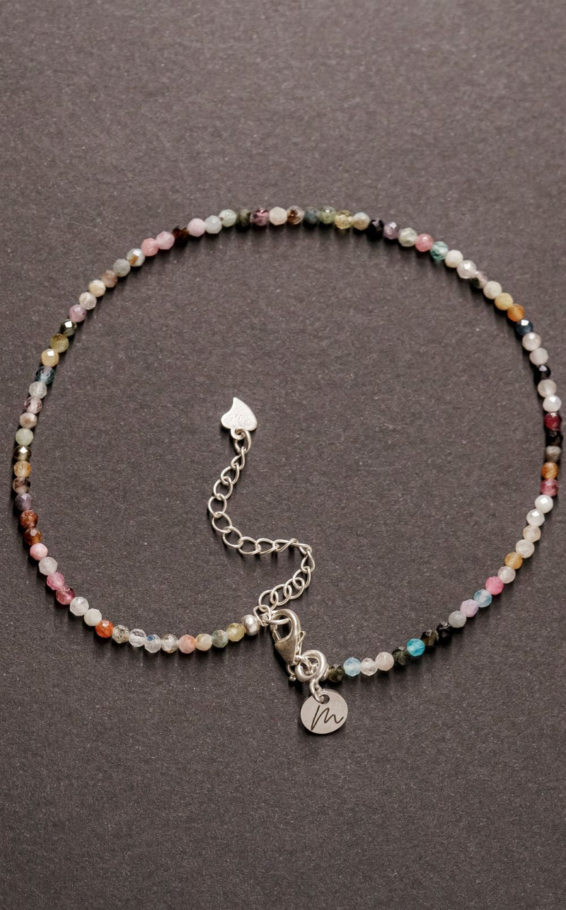 Браслет на ногу "Memo about Summer" из турмалина, на замочке серебро 925