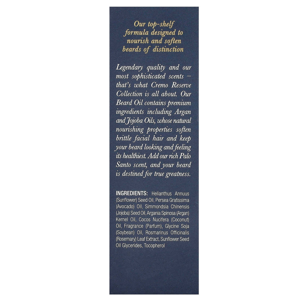 Cremo, Reserve Collection, восстанавливающее масло для бороды, пало санто, 30 мл (1 жидк. унция)