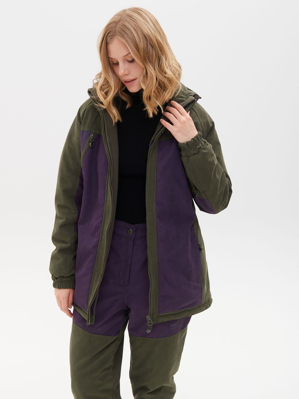 Костюм демисезонный женский Селенга ткань Исландия цвет Хаки/Фиолетовый