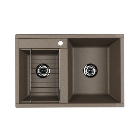 Кухонная мойка AQUATON Делия 78 двойная раковина Серый Шелк
