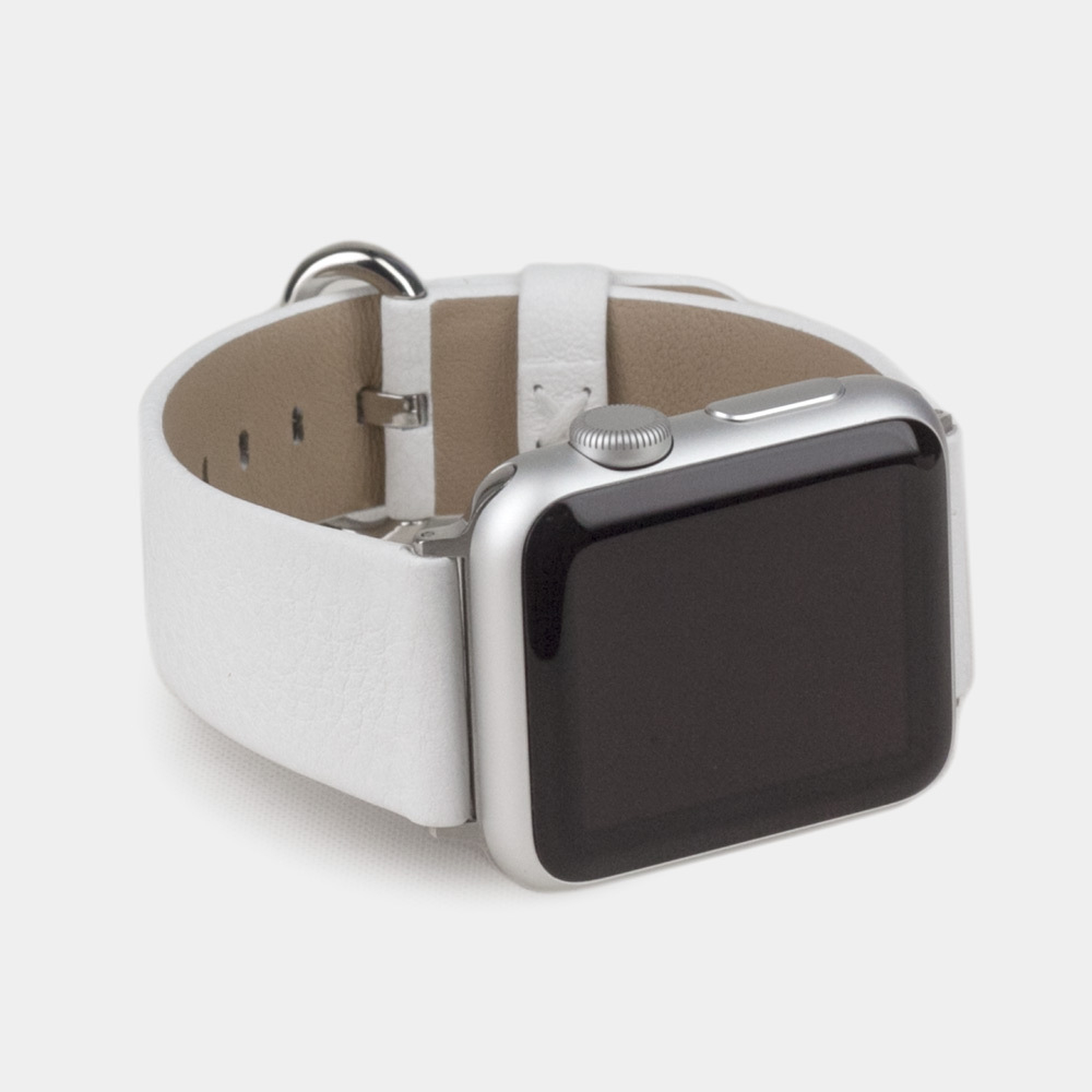 Ремешок для Apple Watch 44/45/46 mm из кожи теленка, белого цвета