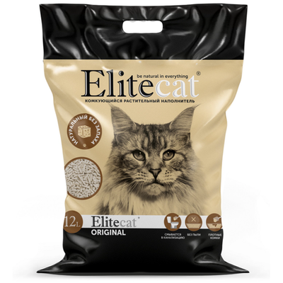 Elitecat наполнитель комкующийся, растительный "tofu original", 12л / 5.4кг