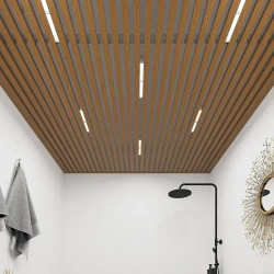 Комплект 1,7х1,7м кубообразного реечного алюминиевого потолка CESAL AR С 30/27 Дуб Медовый (для ванной, входных групп, санузлов и лоджий)