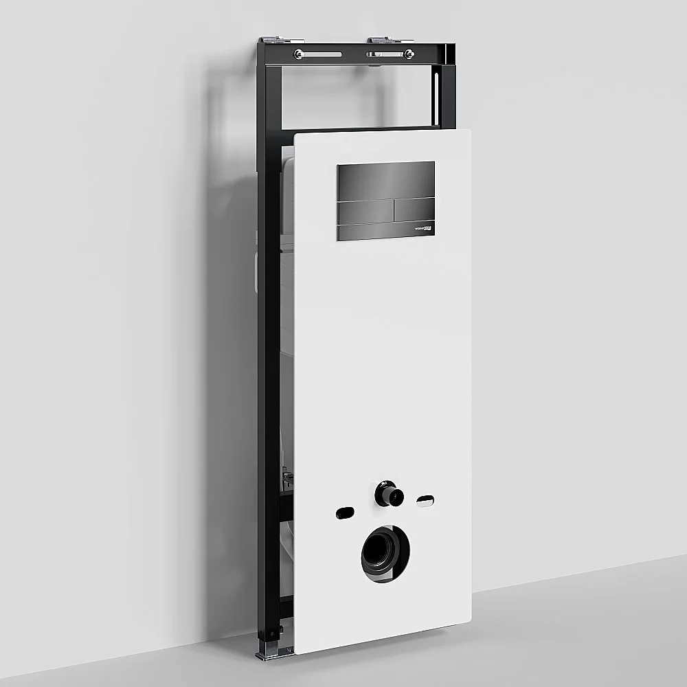 Инсталляция для унитаза WasserKraft Salm 27TLT.010.ME.WH.PB04 с черной глянцевой кнопкой