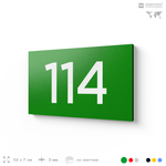 Номер на дверь квартиры 114, табличка на дверь для офиса, кабинета, аудитории, склада, зеленая 120х70 мм, Айдентика Технолоджи