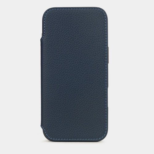 Чехол-книжка кожаная для iPhone 17 Air, теленок синего цвета