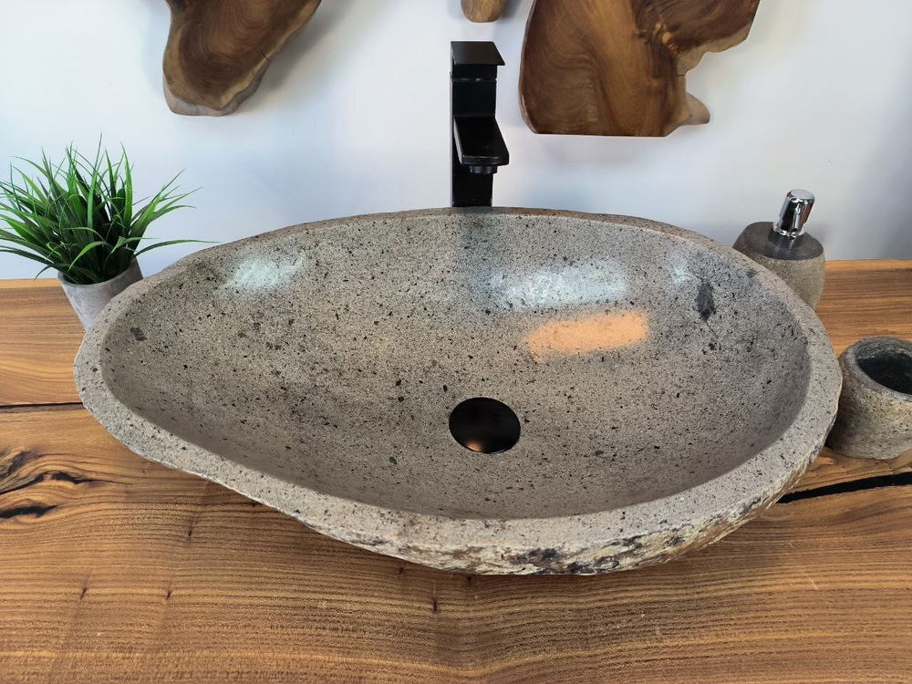 Раковина из речного камня RS-65797 60х40х15 из натурального камня